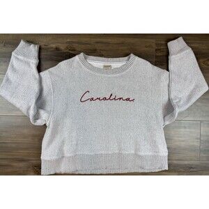 Chicka-d Carolina Sweater Womens Sz Medium Gray Pullover Crop Varsity